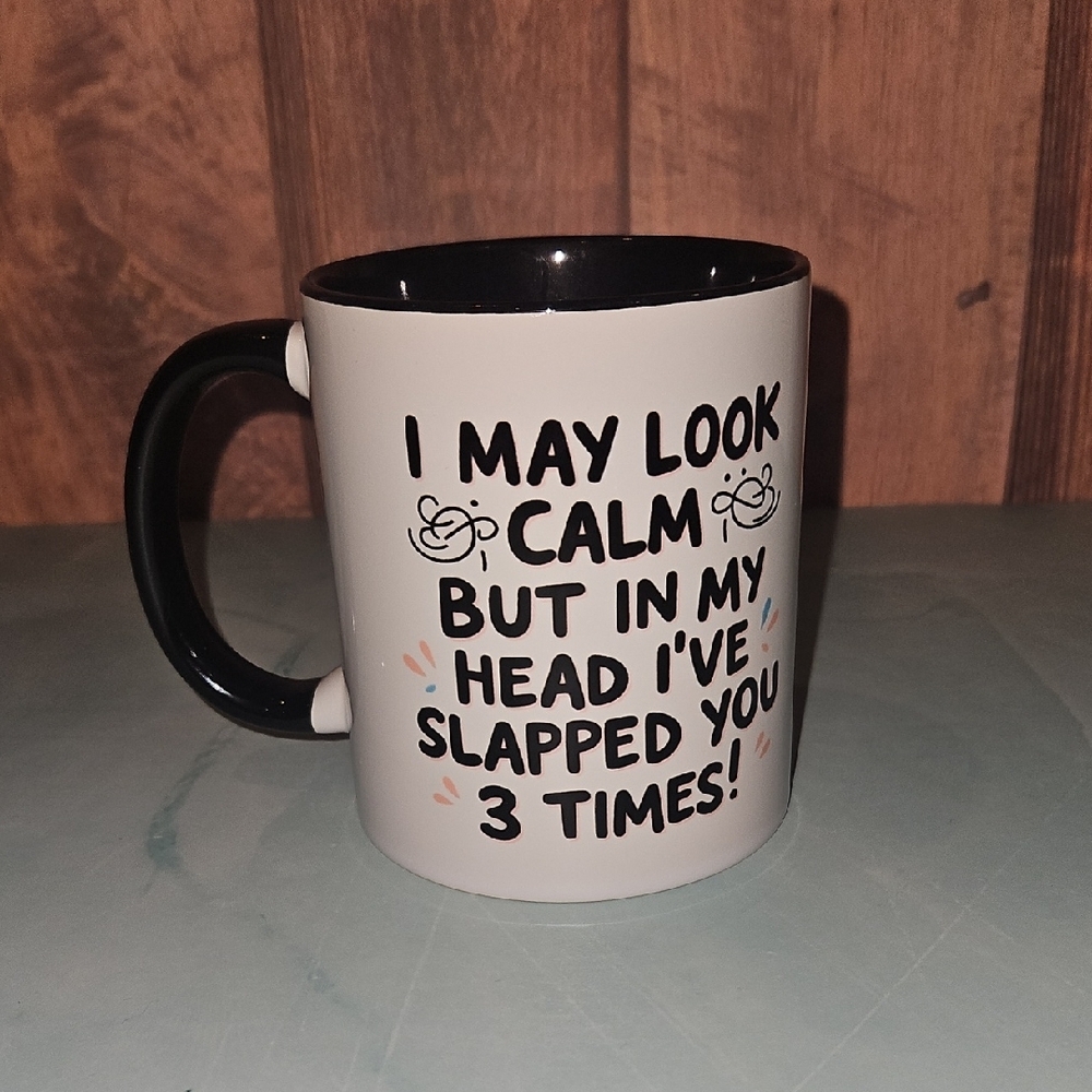 White and Black Ceramic Mug with Humorous Quote - Picture 5 of 5